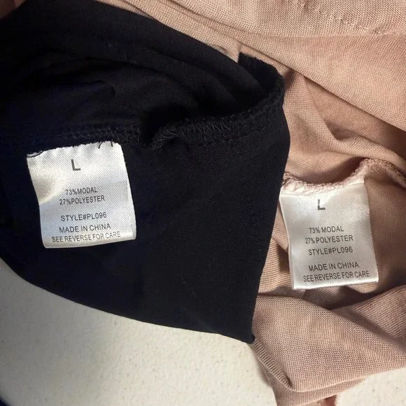 Womens L Henley Tank Top Black Tan Lightweight Minimal Casual Bundle Set of 2 - Picture 4 of 7